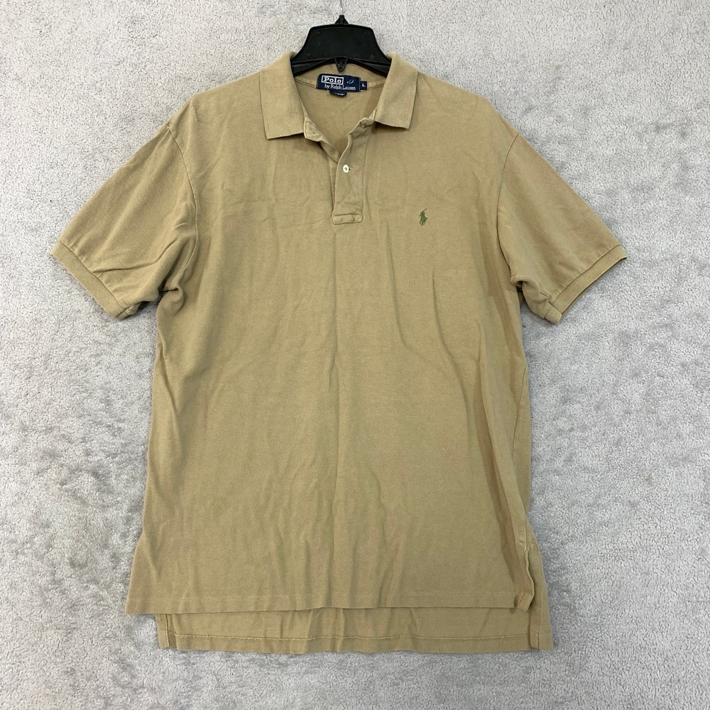 Vtg Polo Ralph Lauren Men's Large Brown Classic Pique Polo Shirt Cotton